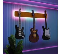 Espositore da parete multi-chitarra illuminato a LED, rack modulare retroilluminato con pannelli acustici, vetrina illuminata per smorzamento del suono per chitarre elettriche, bassi e acustiche |