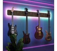 Espositore da parete multi-chitarra illuminato a LED, rack modulare retroilluminato con pannelli acustici, vetrina illuminata per smorzamento del suono per chitarre elettriche, bassi e acustiche |