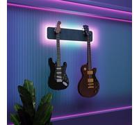 Espositore da parete multi-chitarra illuminato a LED, rack modulare retroilluminato con pannelli acustici, vetrina illuminata per smorzamento del suono per chitarre elettriche, bassi e acustiche |