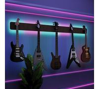Espositore da parete multi-chitarra illuminato a LED, rack modulare retroilluminato con pannelli acustici, vetrina illuminata per smorzamento del suono per chitarre elettriche, bassi e acustiche |