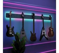 Espositore da parete multi-chitarra illuminato a LED, rack modulare retroilluminato con pannelli acustici, vetrina illuminata per smorzamento del suono per chitarre elettriche, bassi e acustiche |