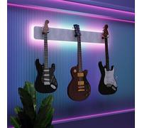 Espositore da parete multi-chitarra illuminato a LED, rack modulare retroilluminato con pannelli acustici | Vetrina illuminata per chitarre elettriche, bassi e acustiche | [Bianco | 3 chitarre+LED