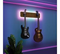 Espositore da parete multi-chitarra illuminato a LED, rack modulare retroilluminato con pannelli acustici, vetrina illuminata per smorzamento del suono per chitarre elettriche, bassi e acustiche |