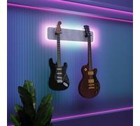 Espositore da parete multi-chitarra illuminato a LED, rack modulare retroilluminato con pannelli acustici, vetrina illuminata per smorzamento del suono per chitarre elettriche, bassi e acustiche |