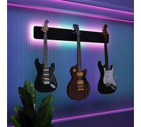 Espositore da parete multi-chitarra illuminato a LED, rack modulare retroilluminato con pannelli acustici, vetrina illuminata per smorzamento del suono per chitarre elettriche, bassi e acustiche |