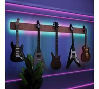 Espositore da parete multi-chitarra illuminato a LED, rack modulare retroilluminato con pannelli acustici, vetrina illuminata per smorzamento del suono per chitarre elettriche, bassi e acustiche |