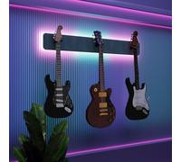 Espositore da parete multi-chitarra illuminato a LED, rack modulare retroilluminato con pannelli acustici, vetrina illuminata per smorzamento del suono per chitarre elettriche, bassi e acustiche |