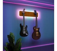 Espositore da parete multi-chitarra illuminato a LED, rack modulare retroilluminato con pannelli acustici, vetrina illuminata per smorzamento del suono per chitarre elettriche, bassi e acustiche |