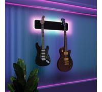 Espositore da parete multi-chitarra illuminato a LED, rack modulare retroilluminato con pannelli acustici, vetrina illuminata per smorzamento del suono per chitarre elettriche, bassi e acustiche |