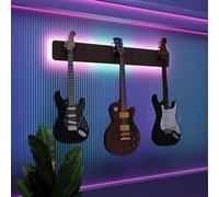 Espositore da parete multi-chitarra illuminato a LED, rack modulare retroilluminato con pannelli acustici, vetrina illuminata per smorzamento del suono per chitarre elettriche, bassi e acustiche |