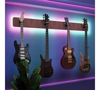 Espositore da parete multi-chitarra illuminato a LED, rack modulare retroilluminato con pannelli acustici, vetrina illuminata per smorzamento del suono per chitarre elettriche, bassi e acustiche |