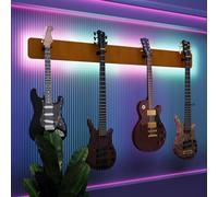 Espositore da parete multi-chitarra illuminato a LED, rack modulare retroilluminato con pannelli acustici, vetrina illuminata per smorzamento del suono per chitarre elettriche, bassi e acustiche |
