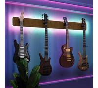 Espositore da parete multi-chitarra illuminato a LED, rack modulare retroilluminato con pannelli acustici, vetrina illuminata per smorzamento del suono per chitarre elettriche, bassi e acustiche |