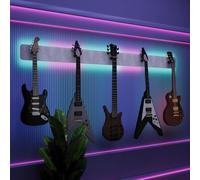 Espositore da parete multi-chitarra illuminato a LED, rack modulare retroilluminato con pannelli acustici, vetrina illuminata per smorzamento del suono per chitarre elettriche, bassi e acustiche |