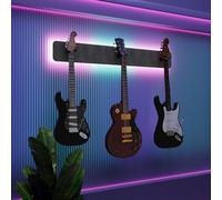 Espositore da parete multi-chitarra illuminato a LED, rack modulare retroilluminato con pannelli acustici, vetrina illuminata per smorzamento del suono per chitarre elettriche, bassi e acustiche |