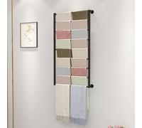 Espositore da parete per sciarpe - Carta regalo, nastro, cravatte, sciarpe, cinture, asciugamani, ripiani in metallo per negozi al dettaglio, nero, 80 x 120 cm, perfetto per fioristi e nizers