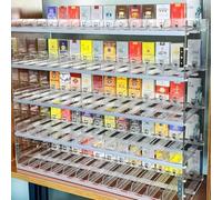 Espositore da Parete per Sigarette in Acrilico con meccanismo Automatico - Espositore per Tabacco, sigari e Pacchetti di Blunt | Vetrina Premium (92x27x80 cm)