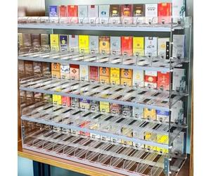 Espositore da Parete per Sigarette in Acrilico con meccanismo Automatico - Espositore per Tabacco, sigari e Pacchetti di Blunt | Vetrina Premium (92x27x80 cm)