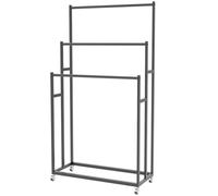 Espositore da pavimento in metallo per campioni di tende con ruote, sciarpa e scialle per negozio di abbigliamento, organizer hijab, nero, 120 x 35 x 180 cm