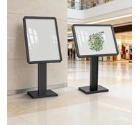 Espositore da pavimento per insegne, supporto per poster robusto con piedistallo, espositore per menu regolabile in orizzontale/verticale in alluminio per ristoranti, centri commerciali(Black,50*70cm)
