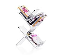 Espositore da pavimento per riviste e libri, con scomparto portaoggetti per organizzare volantini, cataloghi e cartelle in soggiorno e uffici