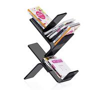 Espositore da pavimento per riviste e libri, con scomparto portaoggetti per organizzare volantini, cataloghi e cartelle in soggiorno e uffici