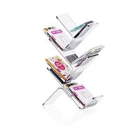 Espositore da pavimento per riviste e libri, con scomparto portaoggetti per organizzare volantini, cataloghi e cartelle in soggiorno e uffici