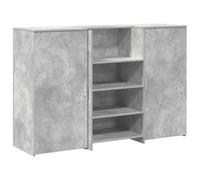 Espositore da ricevimento, grigio cemento, 155 x 50 x 103,5 cm | Legno ingegneristico, bancone integrato, pannelli laterali, scrivania frontale con armadio, uffici, hotel, cliniche