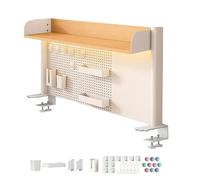 Espositore da scrivania multiuso in legno, libreria da scrivania con pannello forato, scaffale portaoggetti da banco con morsetto, scaffale estensibile per scrivania per casa, ufficio(15in,31.5in)