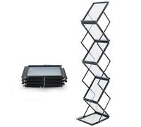 Espositore da Terra,Argento,A4,Pieghevole,alluminio,inclusa valigia in alluminio/Portadepliant da pavimento per Brochure,Black