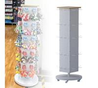 Espositore da terra con pannello forato, appendiabiti girevole con 60 ganci | Espositore per negozi con ruote, ideale per alimentari, negozi al dettaglio e gioiellerie(White)