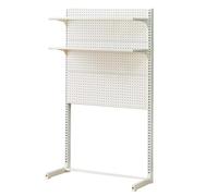 Espositore da Terra con Pannello Forato Bianco - Pannelli Metallici Multifunzione a Forma di L con 2 Strati di Laminato, Ideale per l'organizzazione di Negozi e attività Artigianali (122x186