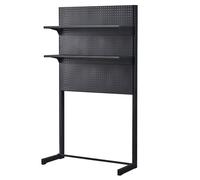 Espositore da Terra con Pannello Forato Nero - Pannelli Metallici Multifunzione a Forma di L con 2 Strati di Laminato, 92x186 cm (36x73 Pollici) per l'organizzazione di Negozi e abitazioni