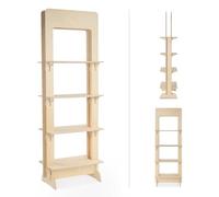 Espositore da Terra, in Legno, Semplice Montaggio a incastro, 4 Ripiani, Naturale e Sostenibile, H. 146 cm (Twin_490)