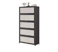 Espositore da terra Libreria organizer in bambù a più piani, con ante in plastica intrecciata con coperchio ribaltabile, for scaffali espositivi for studio domestico o ufficio Libreria industriale(L60