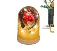 Espositore di rose eterne, cupola di fiori conservate, coperchio in con luce calda, materiale di fiori veri, regalo floreale romantico con stile elegante, rosa decorativa per il cé