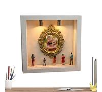 Espositore di Sagome Mini Museo | Oggetti souvenir con mini cornici dorate e figurine - Ricordi di Famiglia Fai da te per Fotografie - Per Vacanze, Celebrazioni Festive Cum