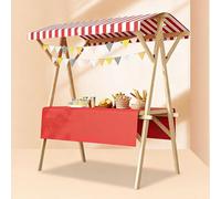 Espositore for bancarelle del Mercato con Tende da Sole, Carrello Pieghevole per Cibo da Strada per la Vendita di Snack/Dolci/Giocattoli(Red,120CM/47.2IN)