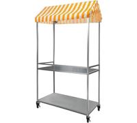 Espositore for bancarelle di mercato portatile a 2 livelli, carrello for cibo agricolo leggero con ruote, scaffale for concessioni di stand di cibo(Yellow,Width 100cm(40"))