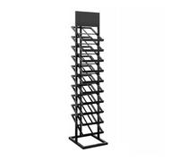 Espositore for campioni di pavimenti in legno da pavimento di grandi dimensioni a 10 livelli con anta, for riporre vari campioni di materiali da costruzione, risparmiando spazio(Black,175x44x52cm)