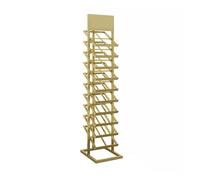 Espositore for campioni di pavimenti in legno da pavimento di grandi dimensioni a 10 livelli con anta, for riporre vari campioni di materiali da costruzione, risparmiando spazio(Gold,175x40x52cm)