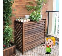Espositore for fioriere in legno for esterni, copertura for aria condizionata stabile in legno massiccio, tende a guscio for aria condizionata solida, design dell'otturatore, installazione semplice/di