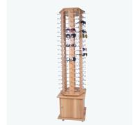 Espositore girevole da pavimento per occhiali, con ruote, 108 paia di occhiali da sole, organizer per occhiali da sole in stile commerciale, porta occhiali da lettura in legno (colore venature del