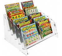 DesignPlex Espositore gratta e vinci da banco in plexiglass trasparente a 10 tasche Misure: 24.5 x 22 x H16 cm