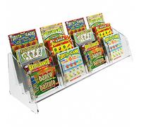 DesignPlex Espositore gratta e Vinci da banco in plexiglass Trasparente a 12 Tasche Misure: 48.5 x 15 x H14 cm