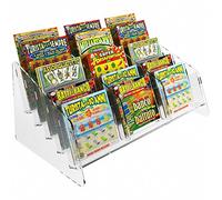 DesignPlex Espositore gratta e Vinci da banco in plexiglass Trasparente a 15 Tasche Misure: 36.5 x 22 x H16 cm