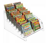 DesignPlex Espositore gratta e vinci da banco in plexiglass trasparente a 16 tasche - Misure: 25 x 33 x H20 cm