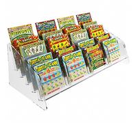 DesignPlex Espositore gratta e Vinci da banco in plexiglass Trasparente a 20 Tasche Misure: 48.5 x 22 x H16 cm