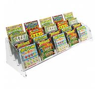 DesignPlex Espositore gratta e Vinci da banco in plexiglass Trasparente a 20 Tasche Misure: 61 x 18 x H15 cm