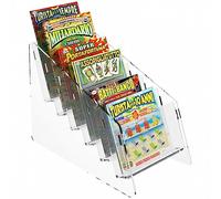 DesignPlex Espositore gratta e Vinci da banco in plexiglass Trasparente a 6 Tasche - Misure: 12,5 x 26 x H18 cm